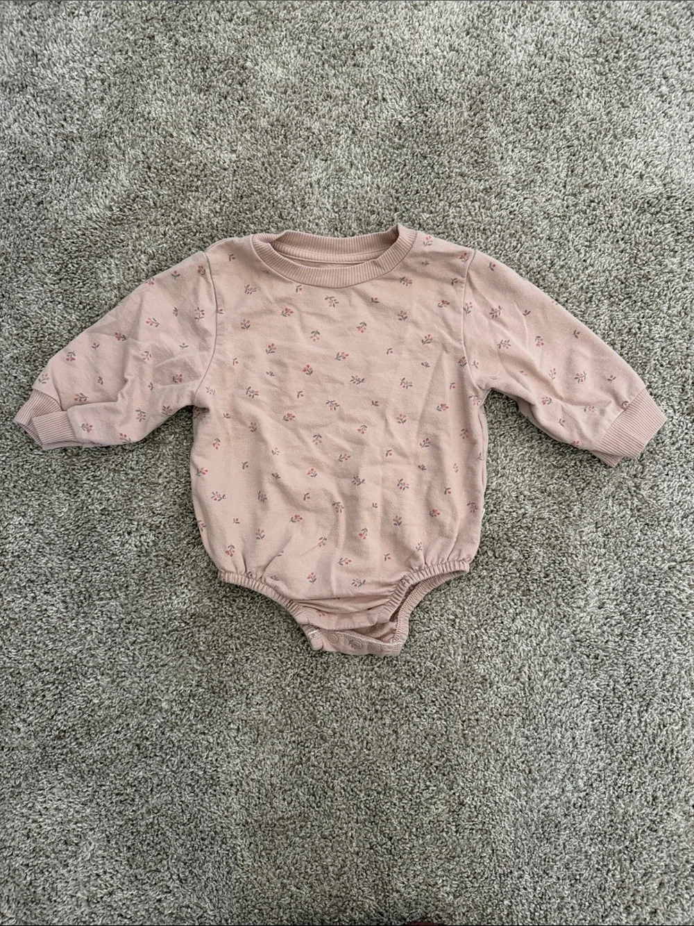 Easy Peasy Pink Floral Sweatshirt Onesie - Size 12 Mo Baby Girl